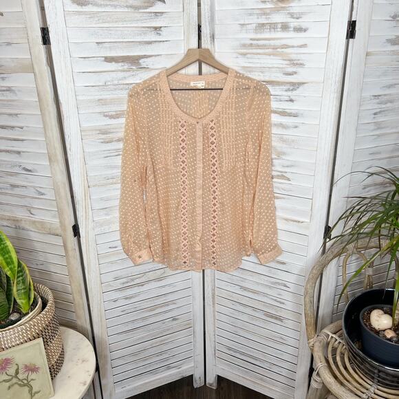 MEADOW RUE ANTHROPOLOGIE Adoria Silk Top Peach Size Medium - Picture 15 of 16
